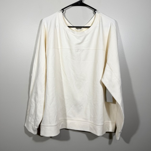 NEW Zella Nordstrom Ivory Egret XL All Day Ribbed Pullover Sweatshirt - Picture 1 of 4